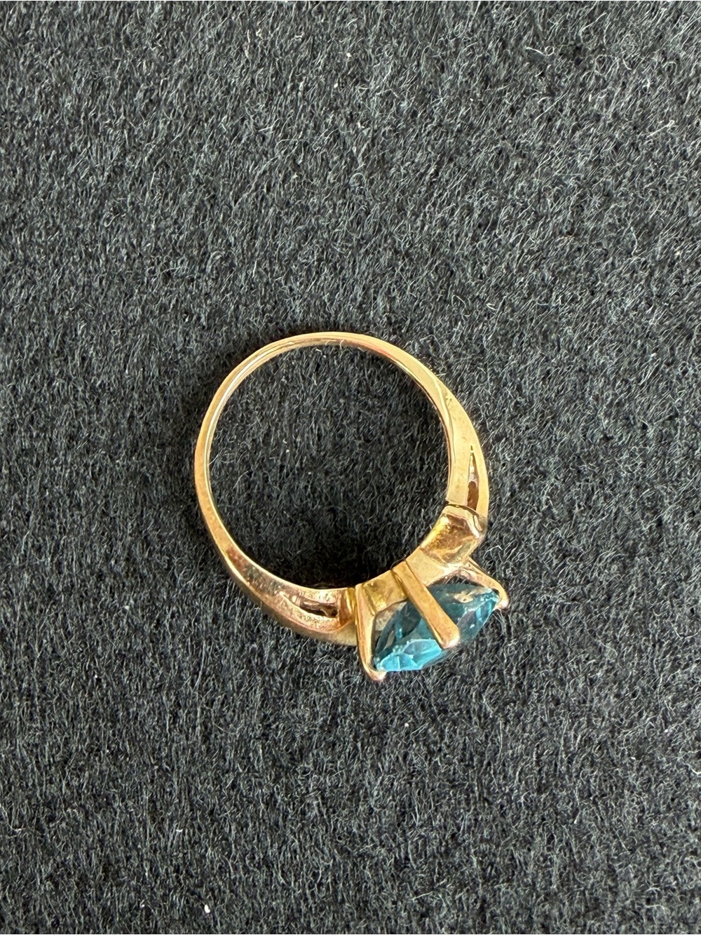 Vintage 10K Yellow Gold Blue Heart Ring Size 5-5.5 MS Jewelers - Picture 5 of 9